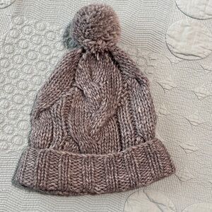 Ralph Lauren Gray Cozy Knit Pom-Pom Beanie